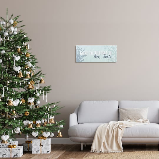 Stupell Industries Gone To Beach Love Santa Phrase Canvas Wall Art